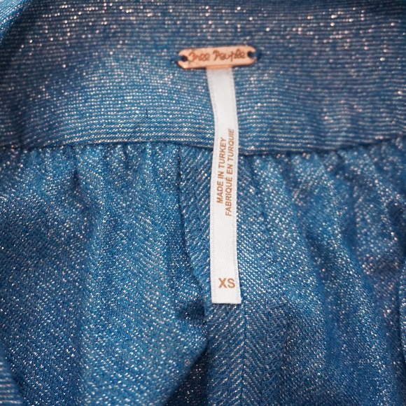 🆕Free People Pleated Metallic Pullover Blouse Top - Picture 8 of 8